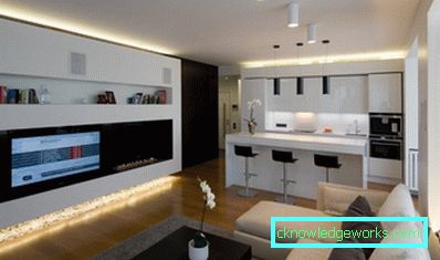 Foto: die Kombination von Wohnzimmer und Küche