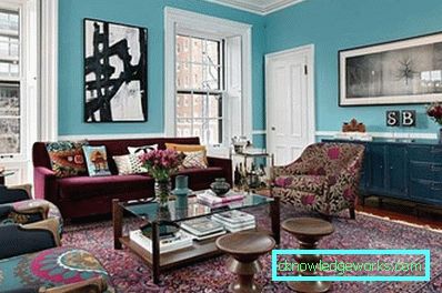 178-Türkis Farbe im Wohnzimmer Interieur