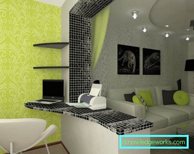 Design der Küche, kombiniert mit einem Balkon Design der Küche, kombiniert mit einem Balkon