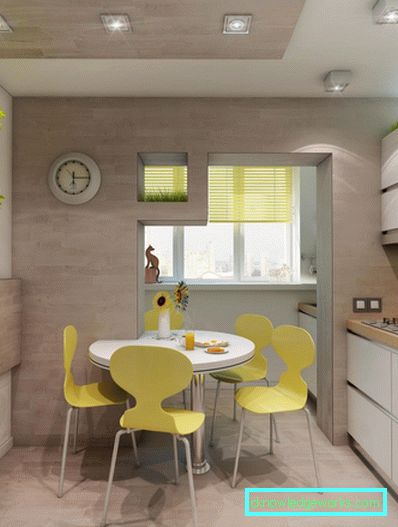 Design der Küche, kombiniert mit einem Balkon Design der Küche, kombiniert mit einem Balkon