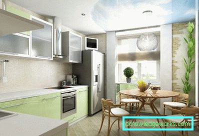 Design der Küche, kombiniert mit einem Balkon Design der Küche, kombiniert mit einem Balkon