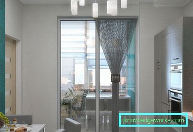Design der Küche, kombiniert mit einem Balkon Design der Küche, kombiniert mit einem Balkon
