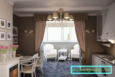 Design der Küche, kombiniert mit einem Balkon Design der Küche, kombiniert mit einem Balkon