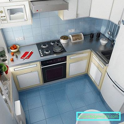 Küche Designfläche von 7 Quadratmetern. mit Kühlschrank