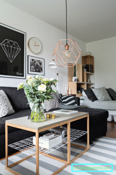 Wohn- und Schlafzimmer in einem Raum - Fotos von Inneneinrichtungen