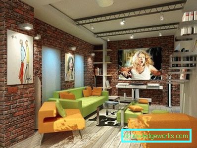Loft-Stil Wohnzimmer - Foto von Innenräumen in der Wohnung