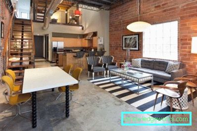 Loft-Stil Wohnzimmer - Foto von Innenräumen in der Wohnung