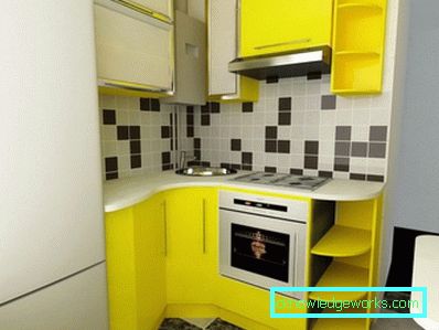 Kleine Küche von 5 Quadratmetern. m mit Kühlschrank Kleine Küche von 5 Quadratmetern. m mit Kühlschrank
