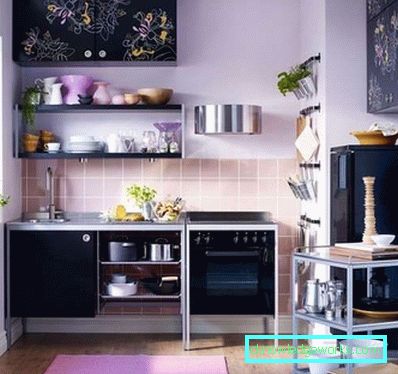 Kleine Küchen in kleinen Wohnungen - Innenarchitektur auf dem Foto