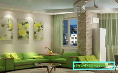 Modulare Bilder im Innenraum des Wohnzimmers über dem Sofa - Fotoideen